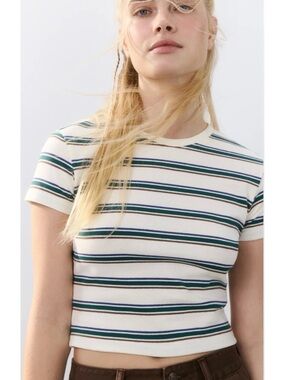 ZARA Striped Cropped Tee
